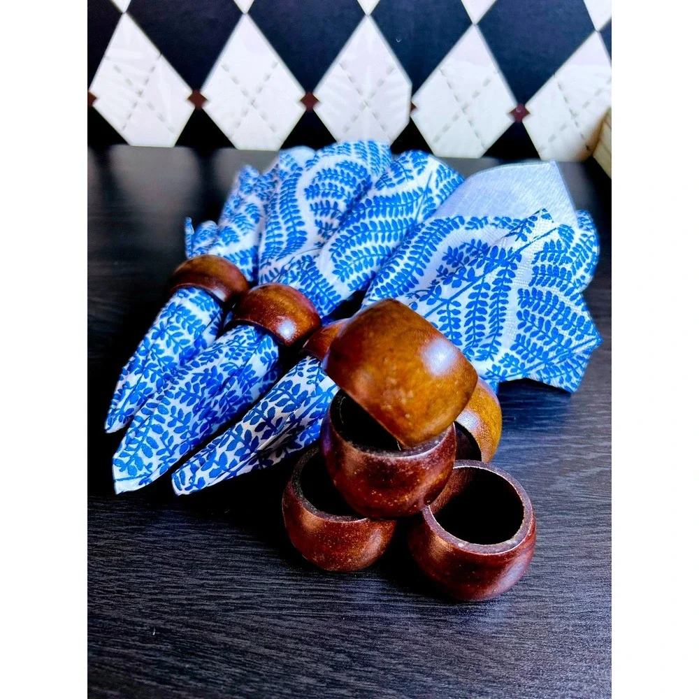 Wooden Napkin Rings Set of 8 Rustic Brown Tabletop Entertaining Organic Boho